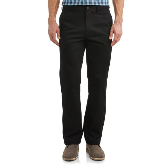 Men’s George Flat Front Casual Wrinkle Resistant Black Pants - Picture 1 of 6
